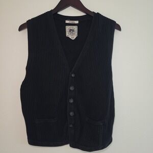 Vtg Gilded Age Men's Cashmere/Cotton Cardigan Sweater Vest As Is Sz M Black